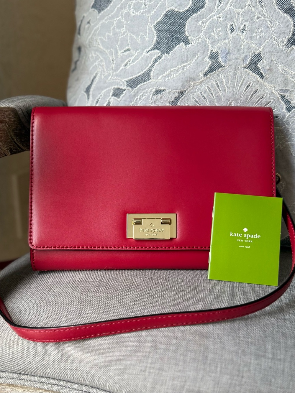 Kate Spade Red Harwood Place Fiona Crossbody Clutch Bag